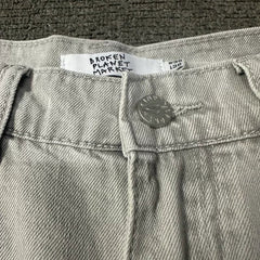 Broken Planet Washed Double Knee Wide Leg Jeans - Light Grey