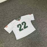 Broken Planet 22 Cropped Mesh Football Jersey, White Retro Oversized Short Football Tee