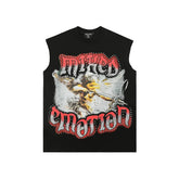 Mixed Emotion Black Tank Top – Studded Mixed Emotion Angel Print