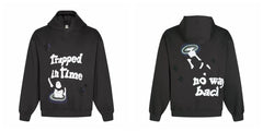 Broken Planet Trapped In Time Black Oversized Graphic Hoodie