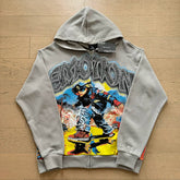 Mixed Emotion Skater Boy Graphic Zip‑Up Hoodie