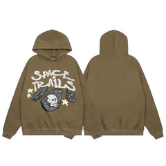 Broken Planet Space Trails Brown Oversized Graphic Hoodie