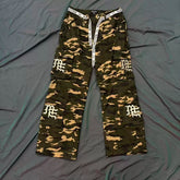Mixed Emotion Camo Multi‑Pocket Embroidered Cargo Pants