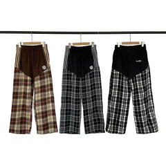 Broken Planet Plaid Patchwork Wide Leg Pants‑2 Colors