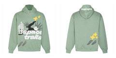 Broken Planet Space Trails Sage Green Oversized Hoodie