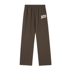Broken Planet Brown Logo Wide Leg Sweatpants