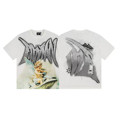 Mixed Emotion White Tee – Gothic Angel Jetski Print