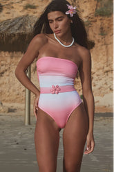 Bandeau Gradient One Piece Swimsuit Bodysuit Tops Women Clothing Lace-up Backless Monokini Bathing Suit Beachwear