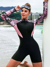 Surfing Sport Swimsuit Women Long Sleeve Swimwear Female One Piece Print Zipper Rash Guard Diving Clothes Swimming Bodysuit