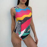 One Piece Swimwear Woman Fashion Abstract Pattern Print Backless Bodysuit Swimsuit Brazilian Beach Bathing Suits