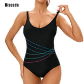 One Piece Athletic Swimsuit for Women Adjustable Strap Bathing Suit Tummy Control Swimming Suits Swimwear