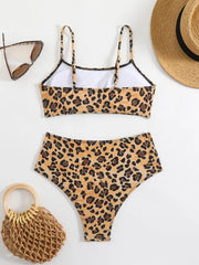 Leopard Printed Bikini Women Padded Swimsuit High Waist Swimwear Beachwear Summer Female Bathers Bathing Swimming Swim Suit
