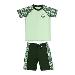 Summer Swimming Suit For Kids Boy Swim Sets Children Swimwear Short Sleeve Swimsuit Split Two Piece Beachwear Fast Dry Trunks