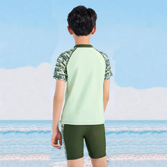 Summer Swimming Suit For Kids Boy Swim Sets Children Swimwear Short Sleeve Swimsuit Split Two Piece Beachwear Fast Dry Trunks