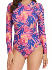 Long Sleeves Surfing One Piece Swimsuit Women Zipper Slim Rash guard Swimwear Female Bathers Bathing Swimming Suit Beachwear