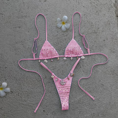 Solid Rhinestone One Piece Swimsuit Women Bodysuit Crystal Monokini Swimwear Bandage Swimsuit High Leg Bathing Suit