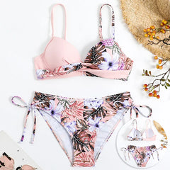 Bikinis Swimsuits Woman Push Up Swimwear Women's Beach Tropical Print Bathing Suits