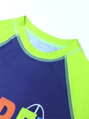 Boys Kids Swimsuit Letter Coconut Tree Print Long Sleeves Children Swimsuit Summer Beach Shorts Bathing Suit Swimming