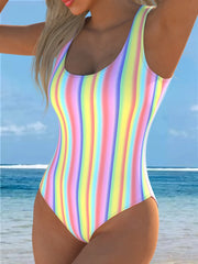 Women's one-piece swimsuit with backless triangle design, retro print, women's swimsuit for beach and pool, fashionable retro