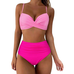 Women High Waist Bikini Swimsuit Two-pieces Simple Classic Sexy Bikini Push Up 2025 New Fashion Vacation Beachwear Bathing Suit