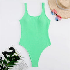 Women One Piece Swimsuit Swimwear Female Solid Push Up Thong Bather Bathing Suit Monokini Brazilian Swimming Suits