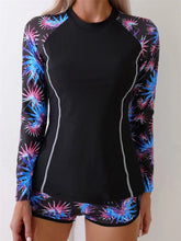 Long Sleeve Rash guard Swimsuit Women Tropical Printed Swimwear Two Pieces Diving Clothes Bathing Suit Surfing Beachwear