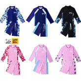 Student Children's Two Pieces Swimsuit Teenage Boys Girls Long Sleeve Top and Shorts Swim Suit Quick Drying Swimwear Surf Suit