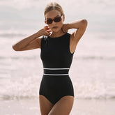 Women's One Piece Swimwear Summer Beach Bathing Suit Black Monokini Open Back Swimsuit Padded Beachwear Korea Style