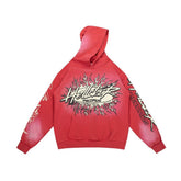 HELLSTAR Records Vintage Wash Flame Graphic Hoodie - Red