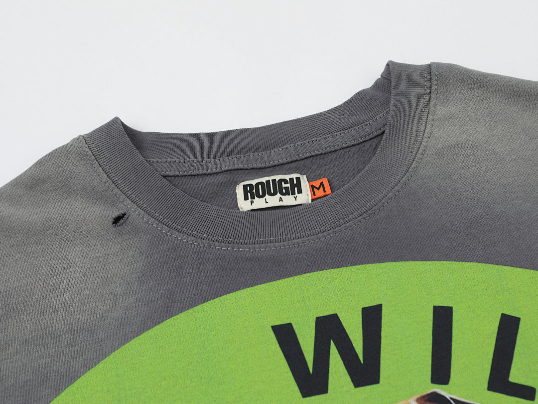 Rough Play Stay Young Wild and Free Oversized Tee — Grey