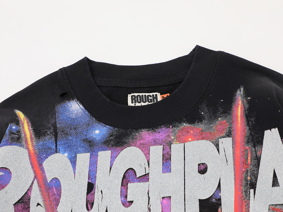 Rough Play Fire Skull Oversized Long Sleeve — Black