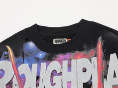 Rough Play Fire Skull Oversized Long Sleeve — Black