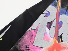 Rough Play Fire Skull Oversized Long Sleeve — Black