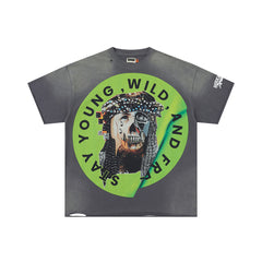 Rough Play Stay Young Wild and Free Oversized Tee — Grey