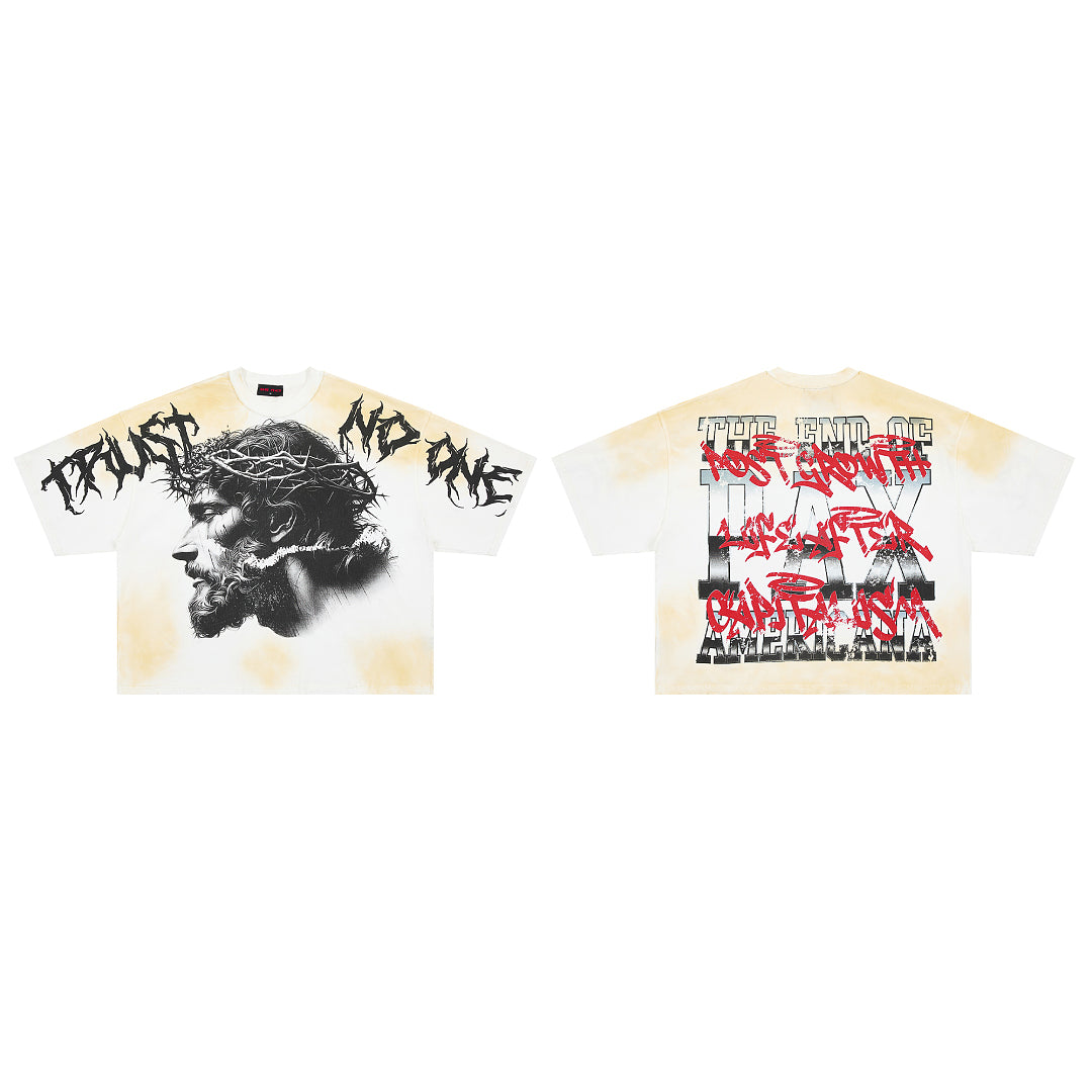 Rare Peace Trust No One Oversized Graphic Tee — Washed White