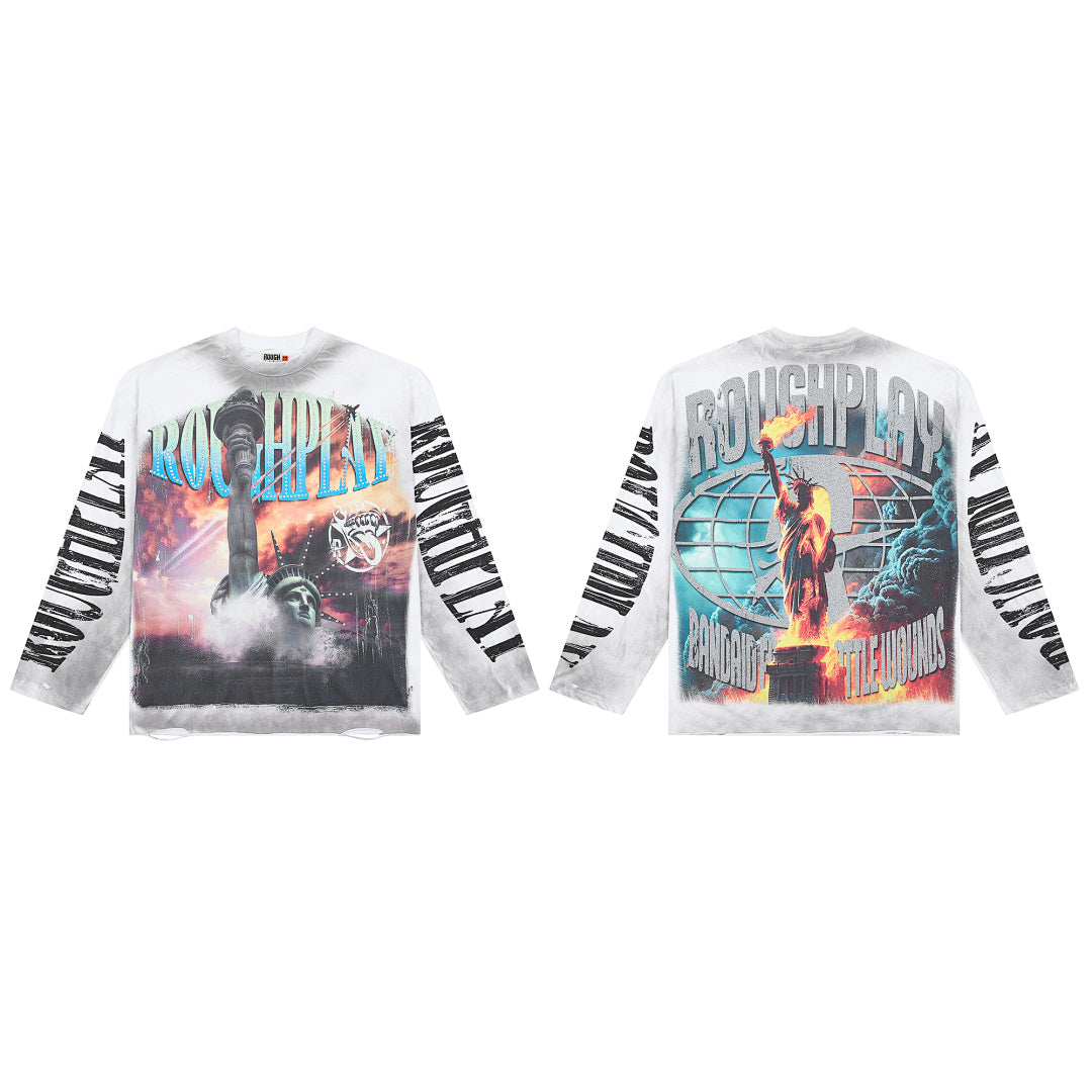 Rough Play Liberty Apocalypse Oversized Long Sleeve Tee — White