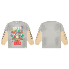 DUAA Hotline Drivin’ Speed 1993 Double Layer Long Sleeve Tee — Grey / Cream