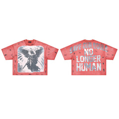 Rare Peace Angel Warrior Oversized Graphic Tee — Washed Pink
