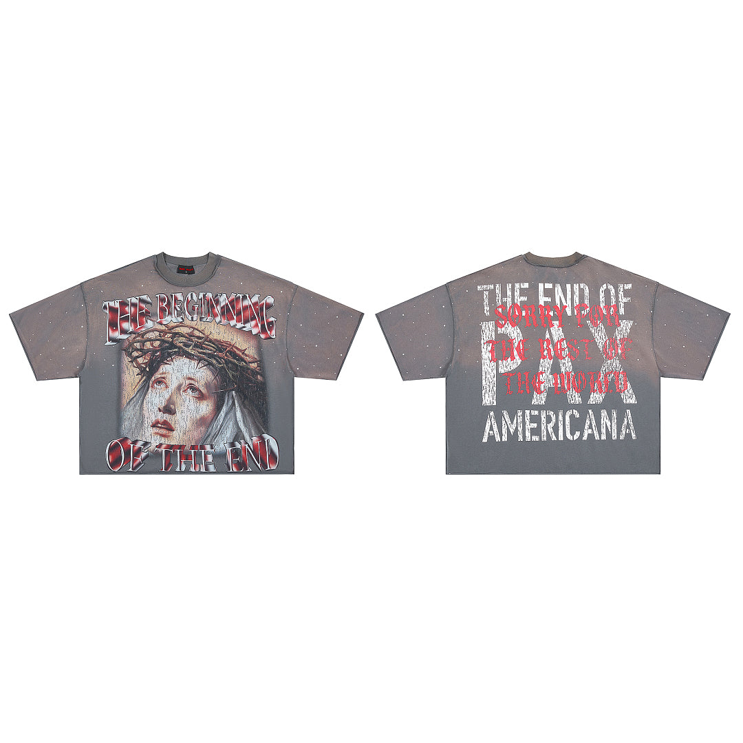 Rare Peace "The Beginning of the End" Oversized Graphic Tee — Washed Grey