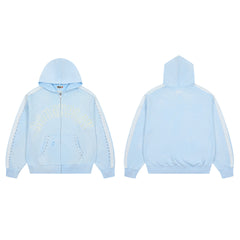 Rough Play Varsity Stripe Oversized Zip Hoodie