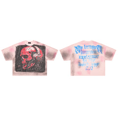Rare Peace No Longer Human Oversized Graphic Tee — Pink