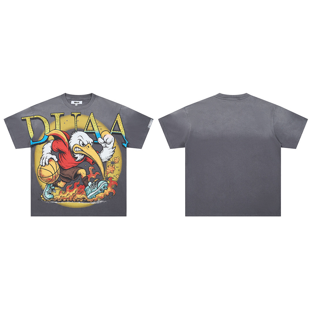 DUAA Baller Eagle Oversized Graphic Tee — Grey