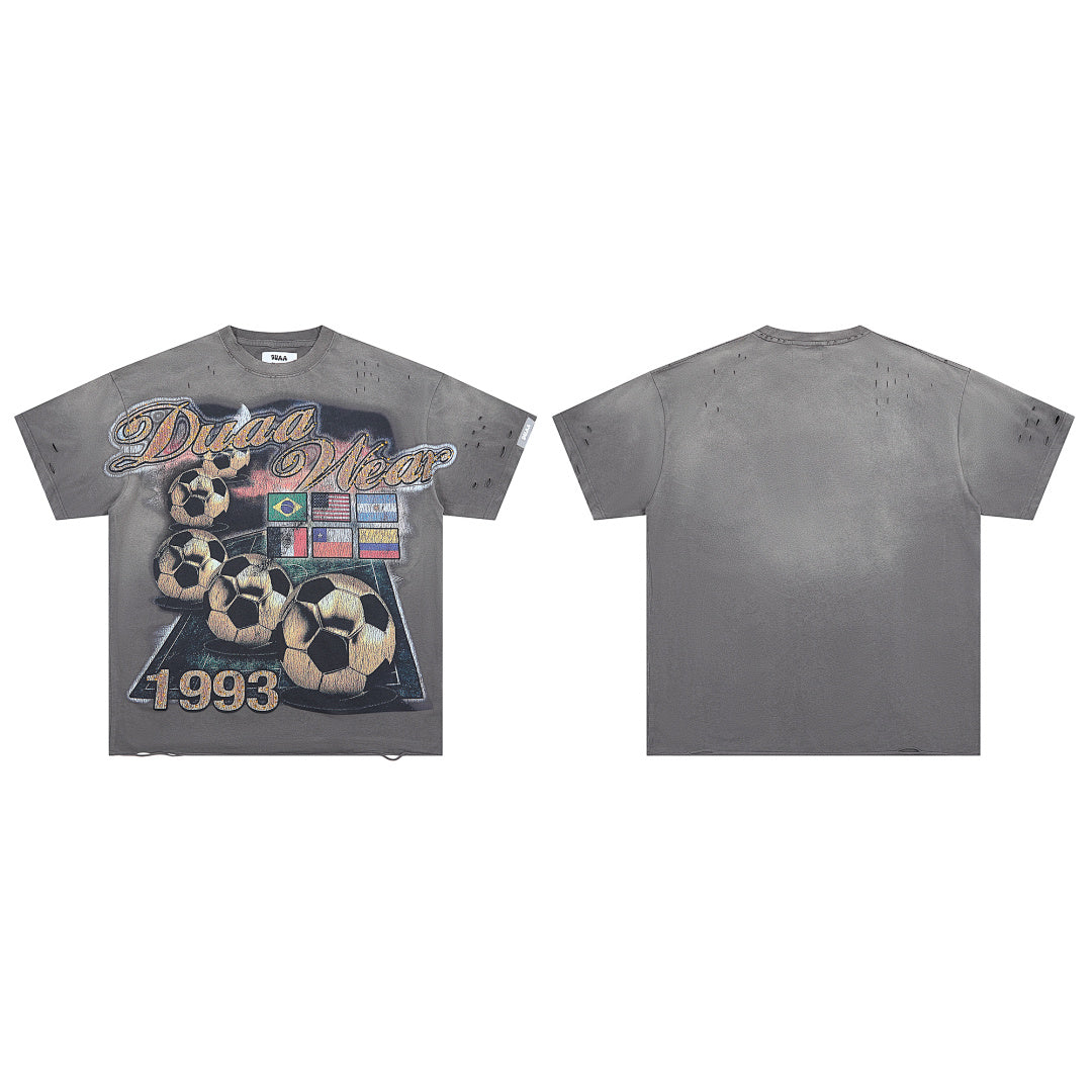 DUAA Wear World Cup 1993 Oversized Graphic Tee — Washed Grey
