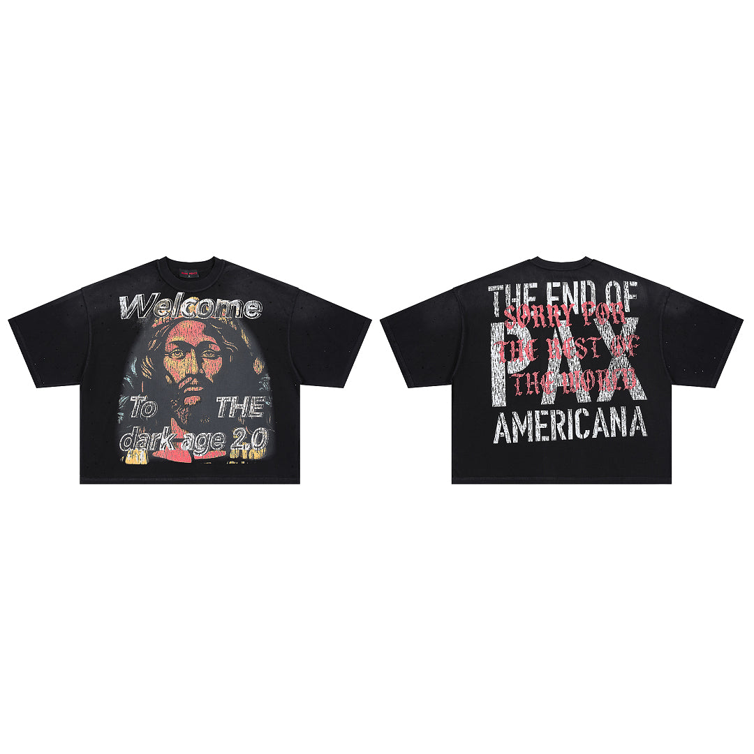 Rare Peace Welcome To The Dark Age 2.0 Oversized Graphic Tee — Black