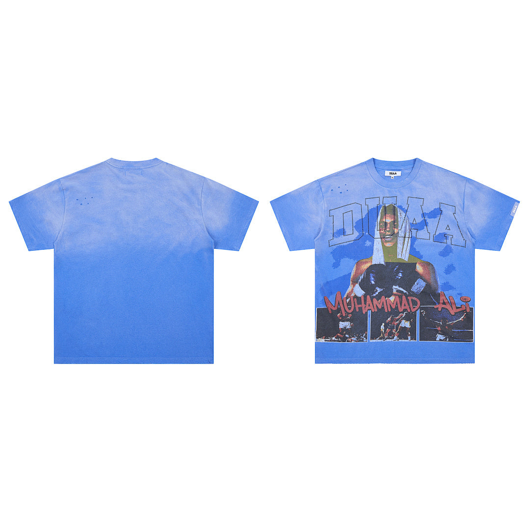 DUAA Muhammad Ali Oversized Graphic Tee — Blue