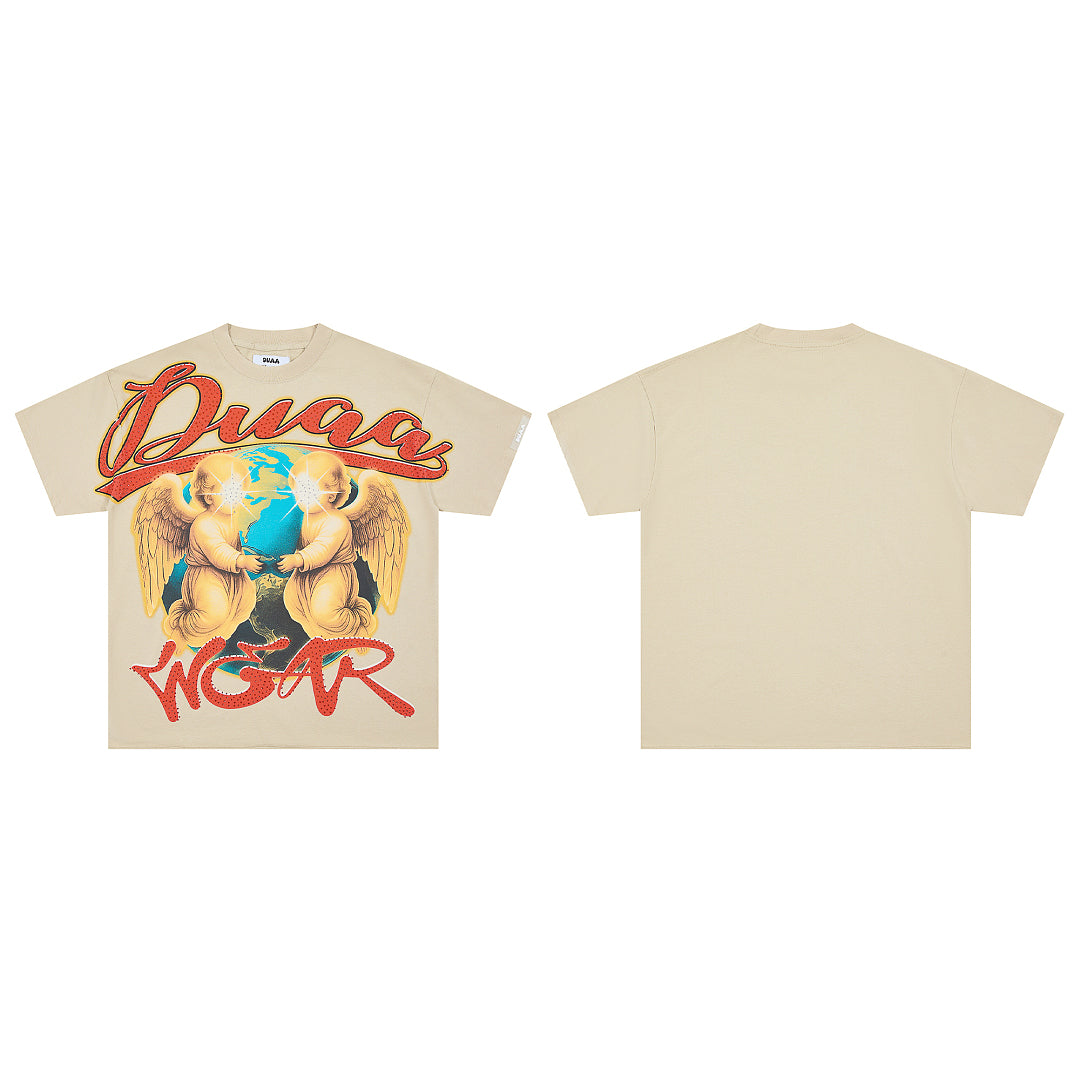 DUAA Twin Angels Oversized Graphic Tee — Sand