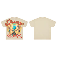 DUAA Twin Angels Oversized Graphic Tee — Sand