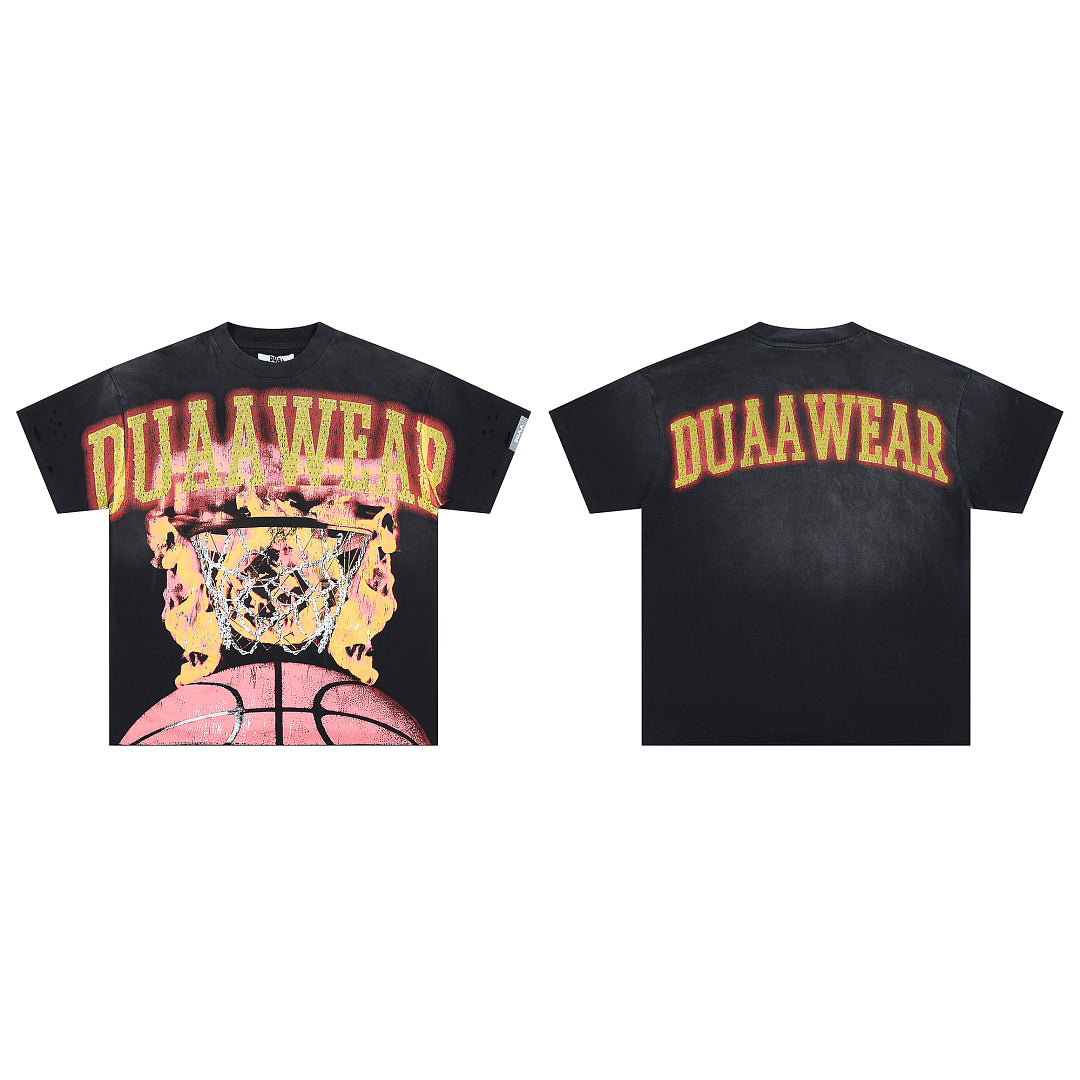 DUAA Wear Flamin' Hoop Oversized Graphic Tee — Black