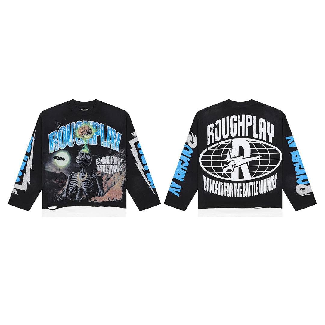 Rough Play Skeleton Brain Oversized Long Sleeve — Black