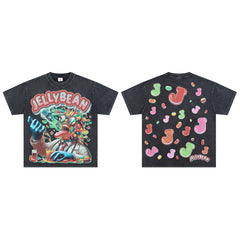 Jellybean Doctor Bean Oversized Graphic Tee — Washed Black